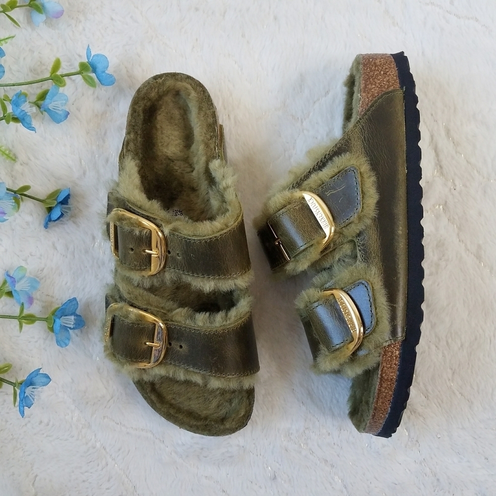 BIRKENSTOCK Arizona Big Buckle Shearling Natural Oiled Leather - Picture 2 of 12